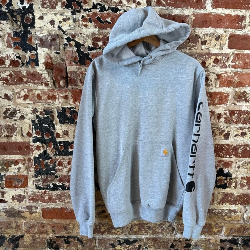 Carhartt K288 Gray Midweight Hoodie Grey Sleeve Logo Mens XS